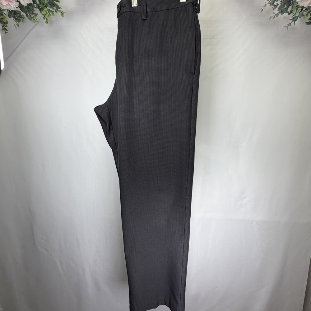 Haggar Classic Fit Black Flat Front Polyester Mens Dress Pants 34x30 Check Ptrn
